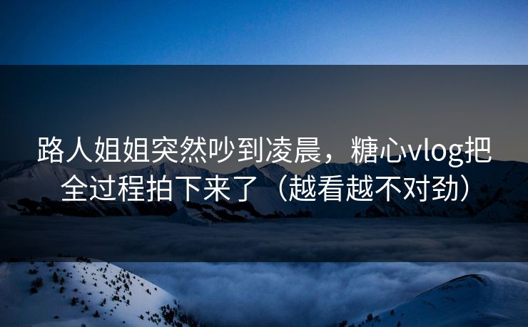 路人姐姐突然吵到凌晨，糖心vlog把全过程拍下来了（越看越不对劲）